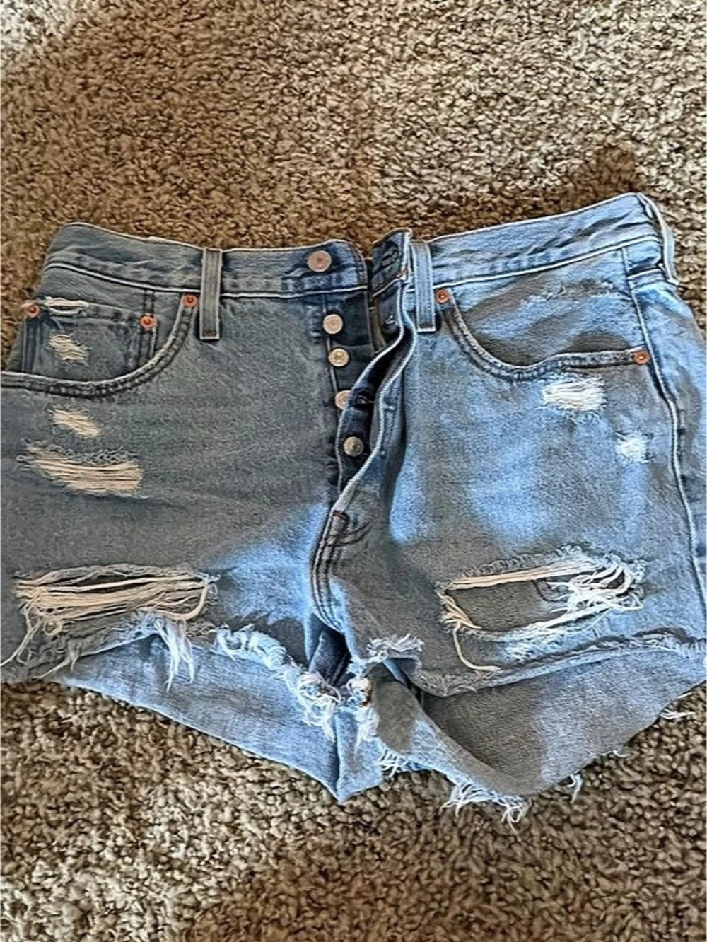 Levi's 501 Original High-Rise Distressed Denim Shorts Distressed Blue Jean
